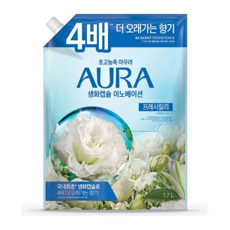 아우라 생화캡슐 초고농축 섬유유연제 리필 프레시릴리 1.7L 3개