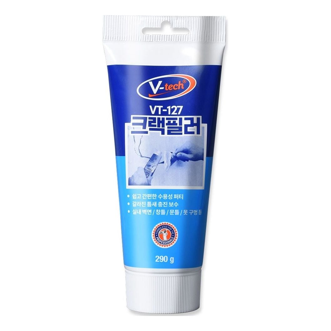 브이텍 VT-127 크랙 필러 틈새 메꾸미 구멍 벽면 흠집 갈라짐 못자국 보수 290g - 상품 이미지