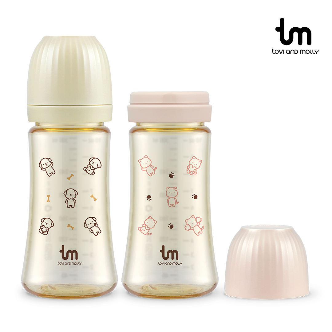 토비앤몰리 PPSU 젖병 -젖꼭지 미포함/ 더블하트 모윰 베베그로우 호환 280ml, 토비몰리, 4개 - 상품 이미지