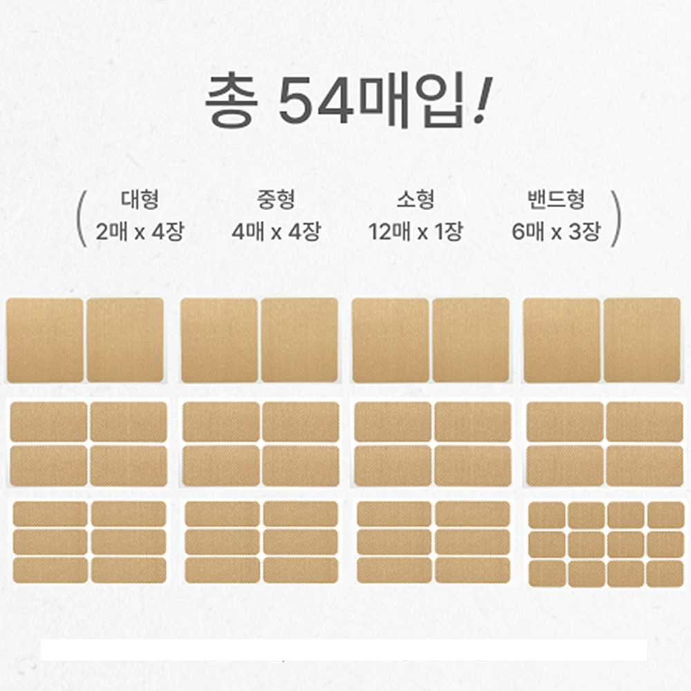 통증패치 살색테이프 허리 어깨 원적외선 토르말린 보스웰리아 붙이는 반창고테이프 54매입 - 상품 이미지