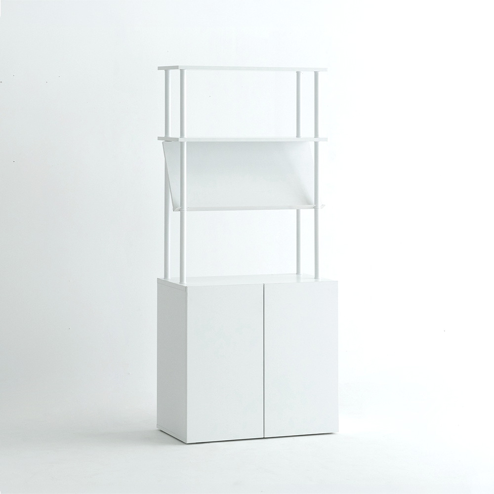 모노 매거진랙수납장 다용도수납장 800mm, 3단, 화이트 - 상품 이미지