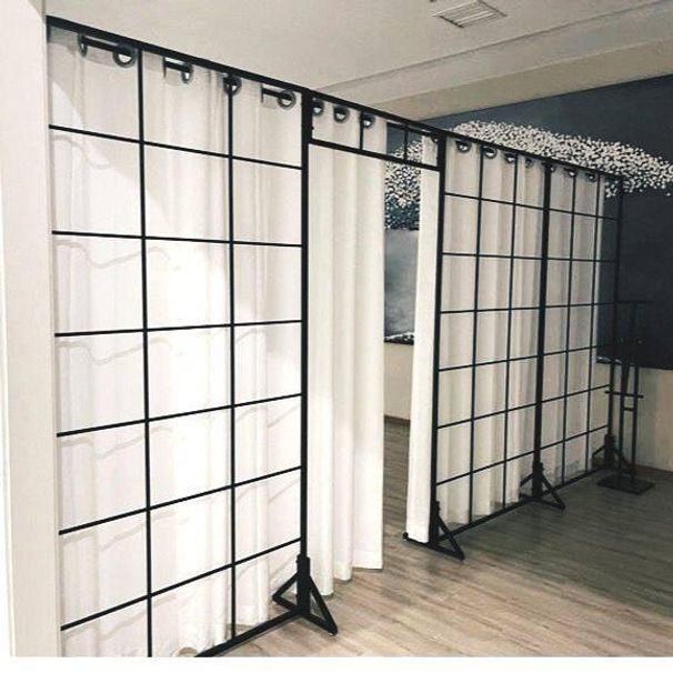 커튼 파티션 무타공 공간분리 가벽 사무실 가림막 세트 160x200cm 받침대 커튼 포함 - 상세 이미지 4