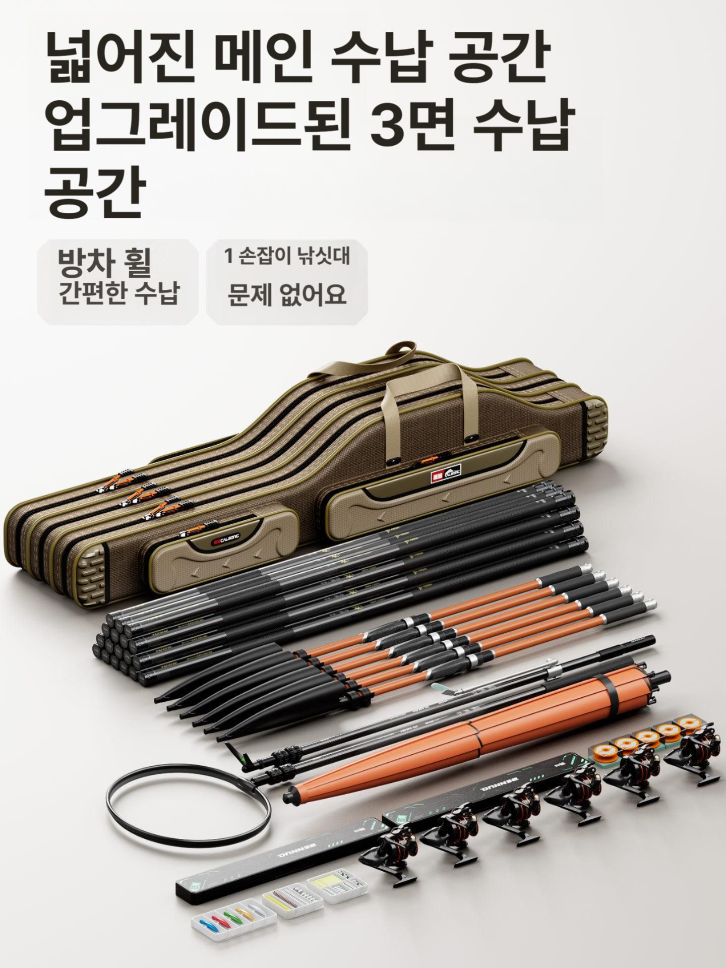 대형 낚시가방 낚시대 가방 로드케이스 낚시 장비 수납 방수 다용도 낚시백 하드케이스 130cm 3중 직선 가방 - 상세 이미지 2