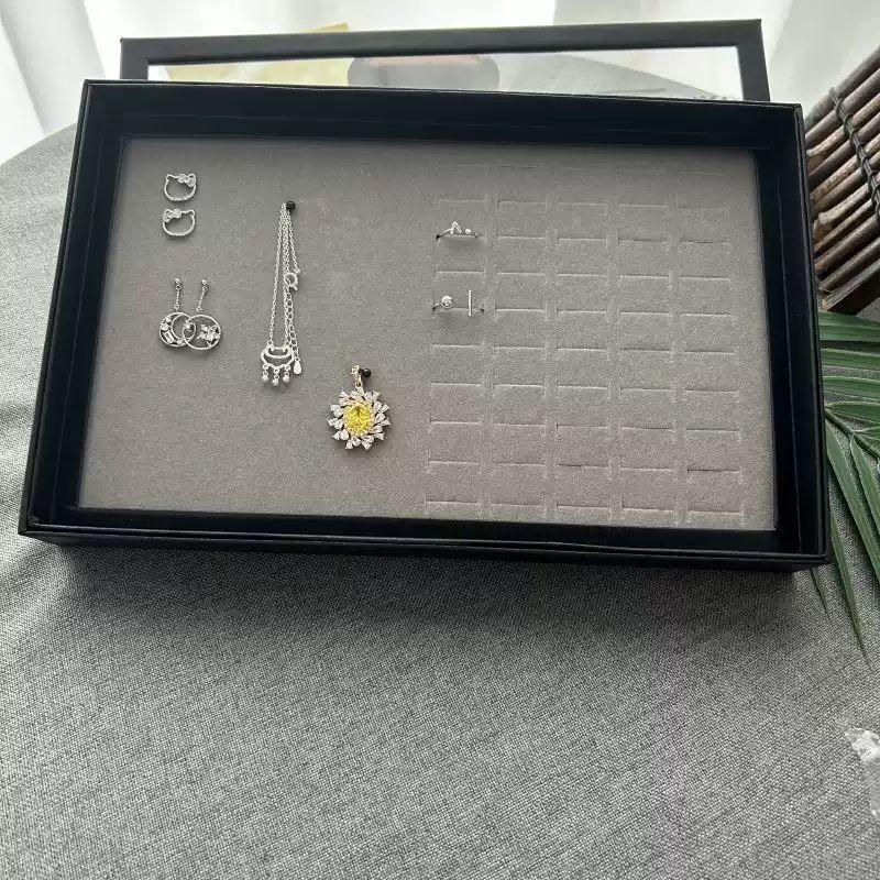 귀걸이 목걸이 반지 악세사리 정리함 대용량 투명 보관함 DIY 수납케이스 블랙 테두리 블랙 베이스 100 슬롯 - 상세 이미지 3