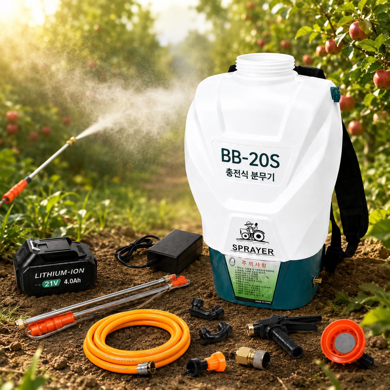 팜앤툴스 BB-20S 20L 21V 충전식 농약분무기 살포기 마끼다호환 배터리 장대노즐포함 - 상세 이미지 2