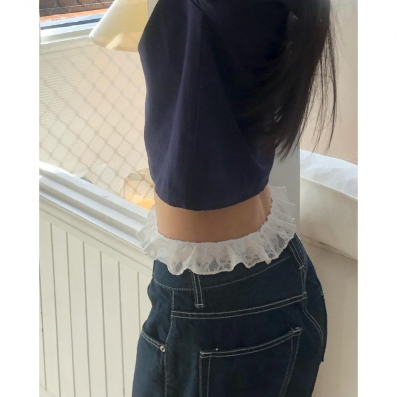 바지 레이스 스커트 레깅스 5부 슬림 레이어드 하프 화이트 일반사이즈 베이지 - 상세 이미지 2