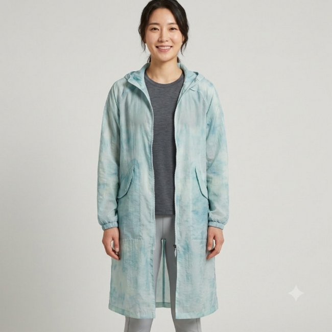 블랙야크 여성 여름 롱기장 메쉬 아우터 바람막이 롱자켓 - 상품 이미지