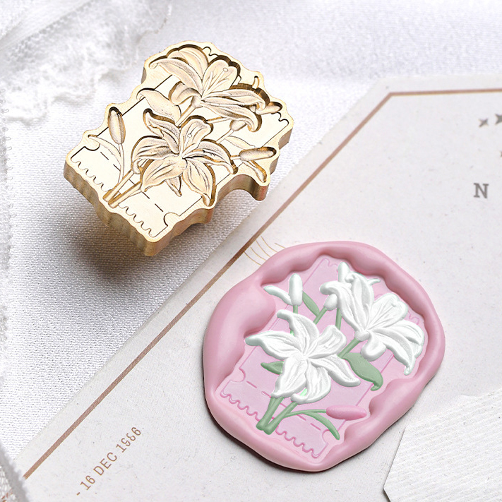 실링왁스 인장 스탬프 나뭇잎 꽃잎 식물도감 테마 백합 도감, (2.5cm x 3.2cm) - 상품 이미지