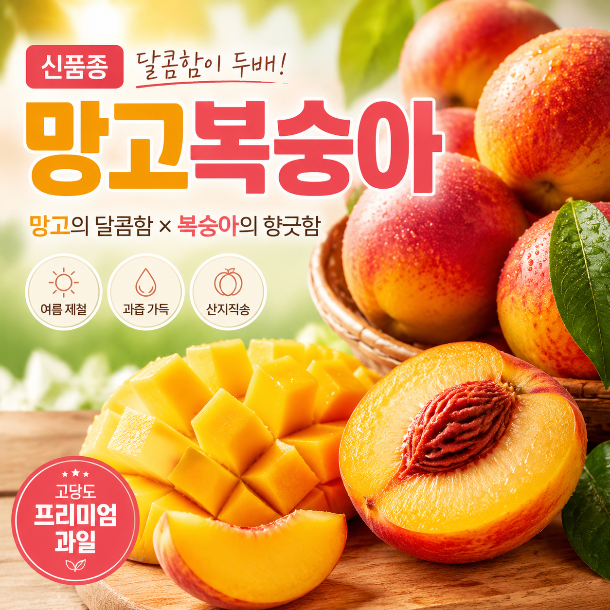 국내산 망고복숭아 고당도 산지직송 프리미엄 복숭아 1kg(10~13)과내외 - 상품 이미지