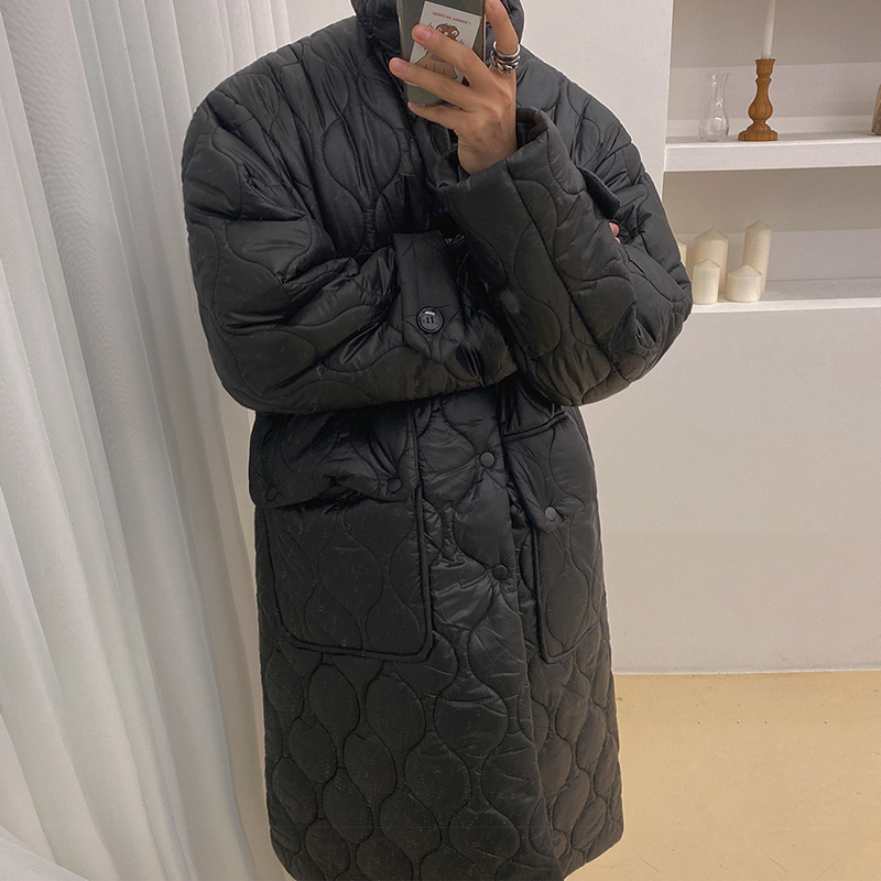 남자 누빔 코트 오버핏 롱패딩 자켓 점퍼 상의 깔깔이 겨울 간절기 아우터 데일리 - 상세 이미지 5