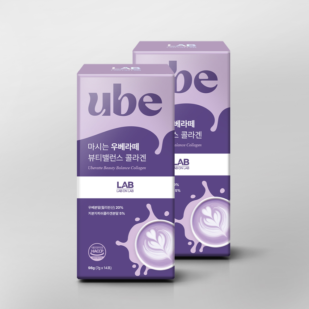 랩온랩 마시는 우베라떼 뷰티밸런스 콜라겐 7g 14포 우베, 98g, 2개 - 상품 이미지