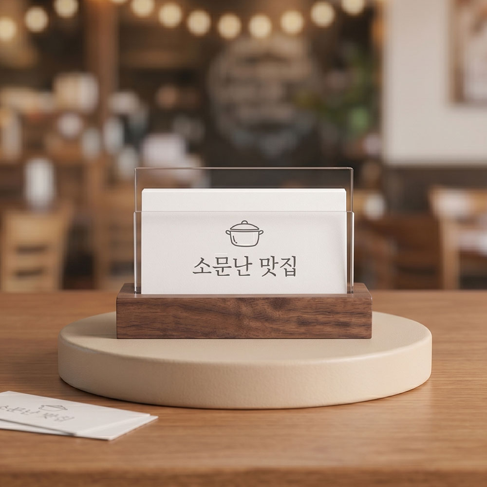 우드시엘 블랙월넛 원목 명함꽂이 거치대 보관함 각인 이미지 7