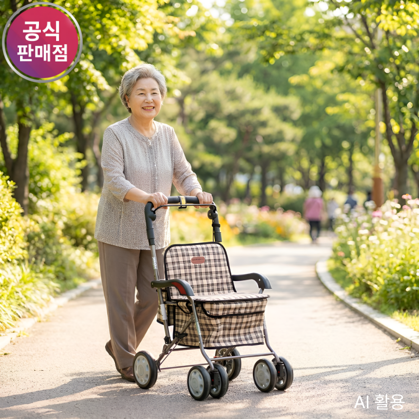 진산메디칼 다용도 노인보행기 어르신 실버카 성인 어른 성인용 노인용 할머니유모차 F-218