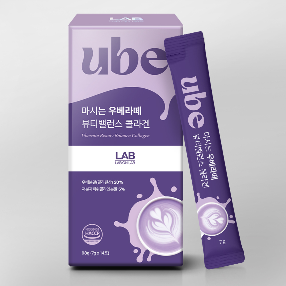 랩온랩 마시는 우베라떼 뷰티밸런스 콜라겐 7g 14포 우베, 98g, 1개 - 상품 이미지