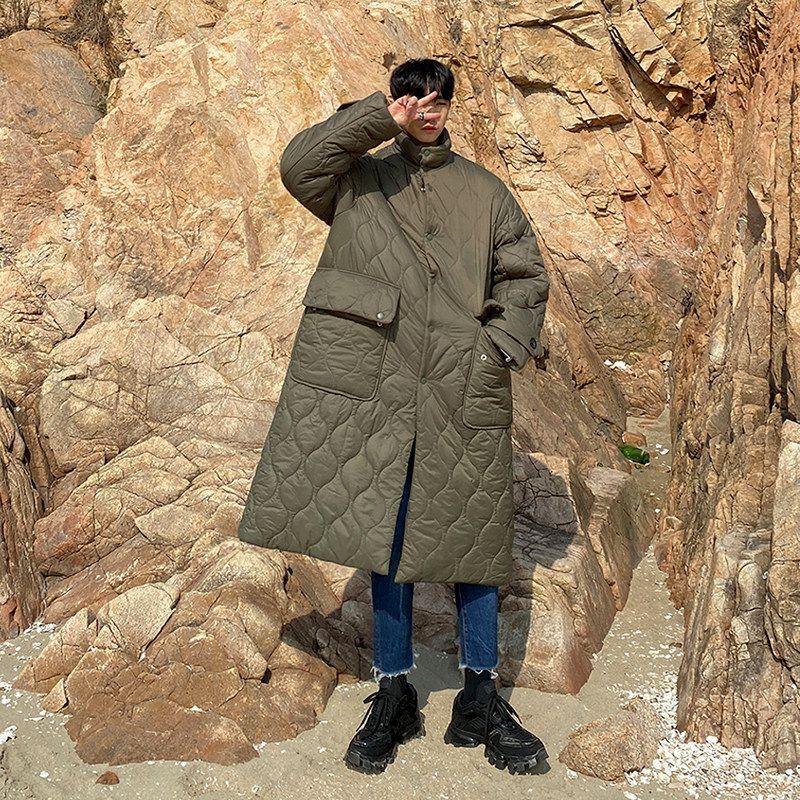 남자 누빔 코트 오버핏 롱패딩 자켓 점퍼 상의 깔깔이 겨울 간절기 아우터 데일리 - 상세 이미지 2