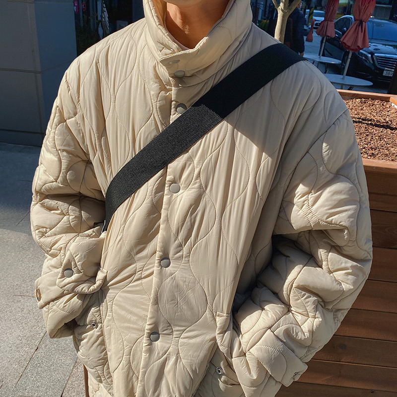 남자 누빔 코트 오버핏 롱패딩 자켓 점퍼 상의 깔깔이 겨울 간절기 아우터 데일리 - 상세 이미지 4