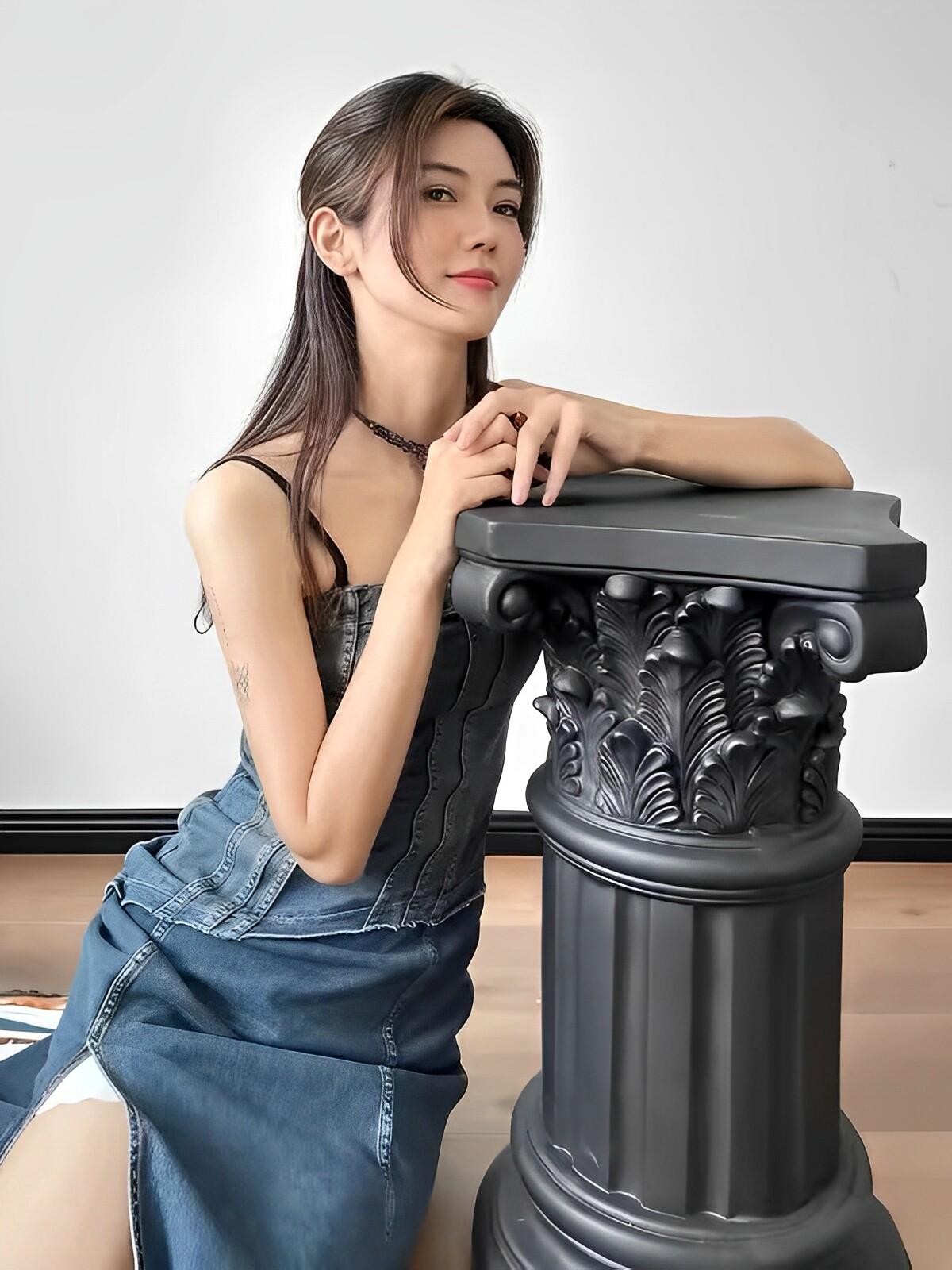 로마기둥 받침대 화분 장식 석고상 인테리어 소품 진열 빈티지 워싱 베이지 로마 기둥 85cm - 상세 이미지 4