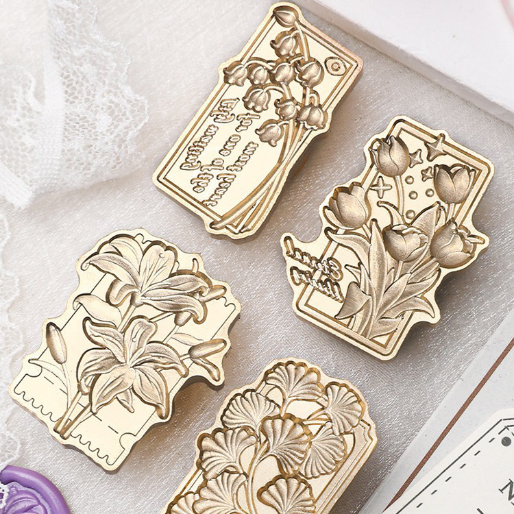 실링왁스 인장 스탬프 나뭇잎 꽃잎 식물도감 테마 백합 도감, (2.5cm x 3.2cm) - 상세 이미지 3
