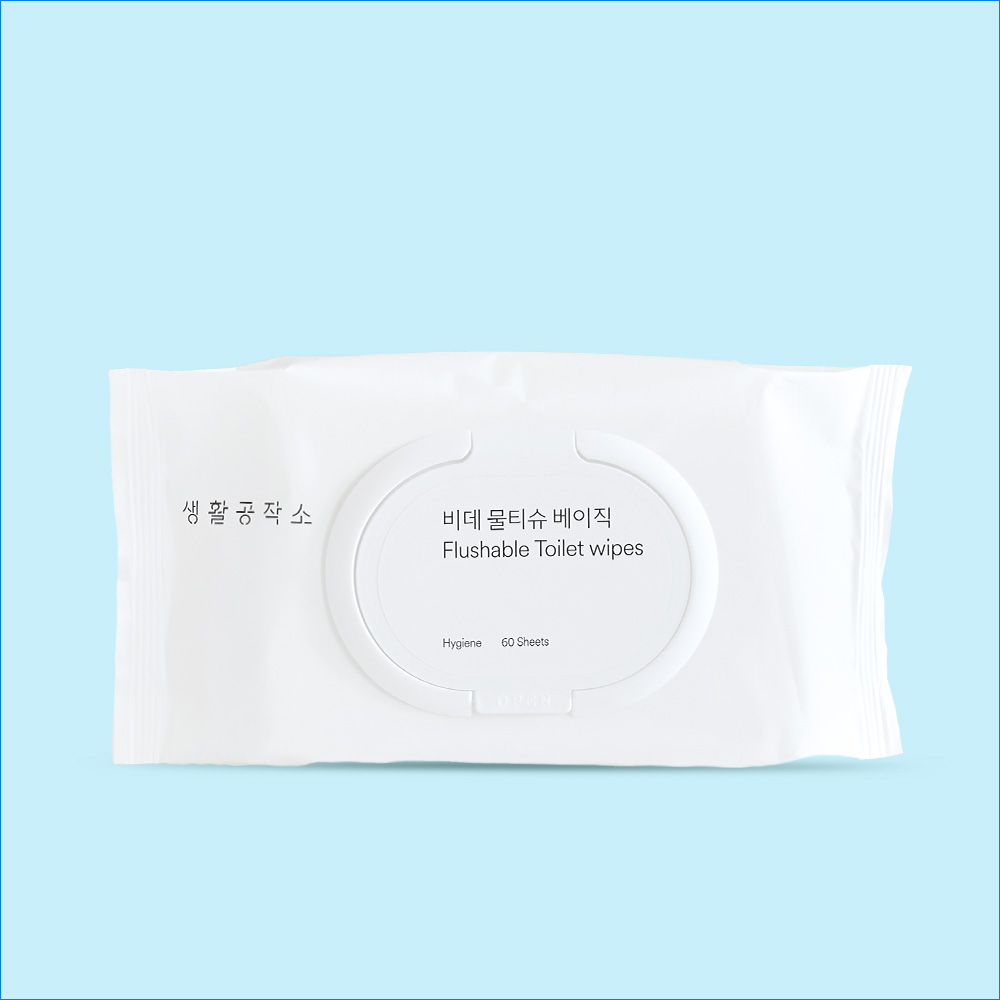 [한정특가] 물에 잘 풀리는 비데물티슈 베이직 캡형 100매 1개 - 상품 이미지
