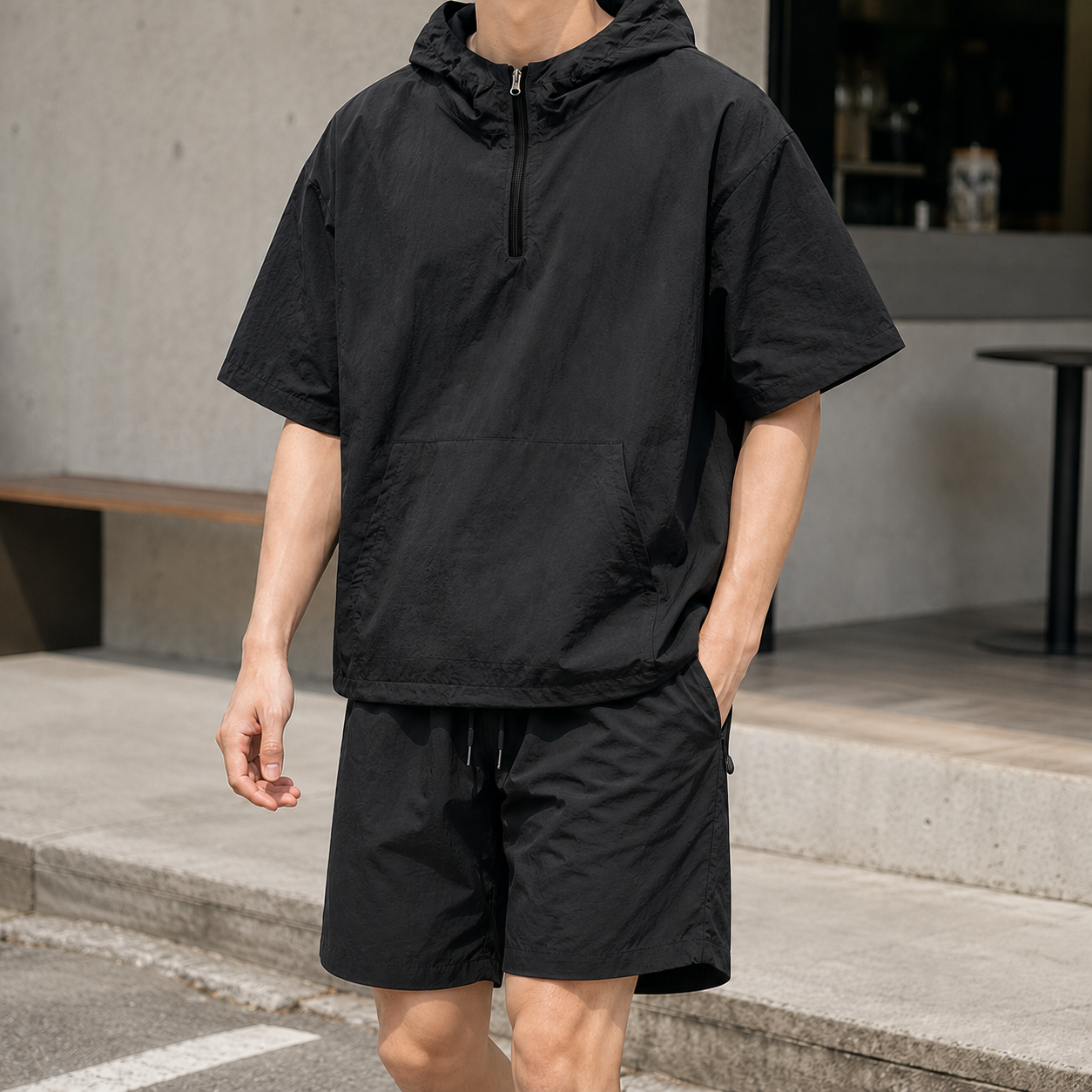 남자 후드 반팔 아노락 세트 나일론 여름트레이세트 이미지 6