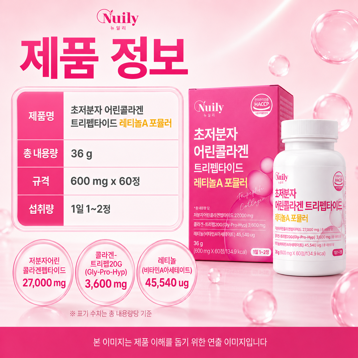 뉴일리 초저분자 어린콜라겐 트리펩타이드 레티놀A 포뮬러 데일리 콜라겐 - 상세 이미지 3