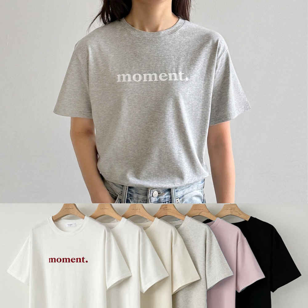 오버핏 소프트 모달 프린팅 레터링 티셔츠 여름 여자 티셔츠 면 라운드 박스티 여성 반팔티 - 상품 이미지