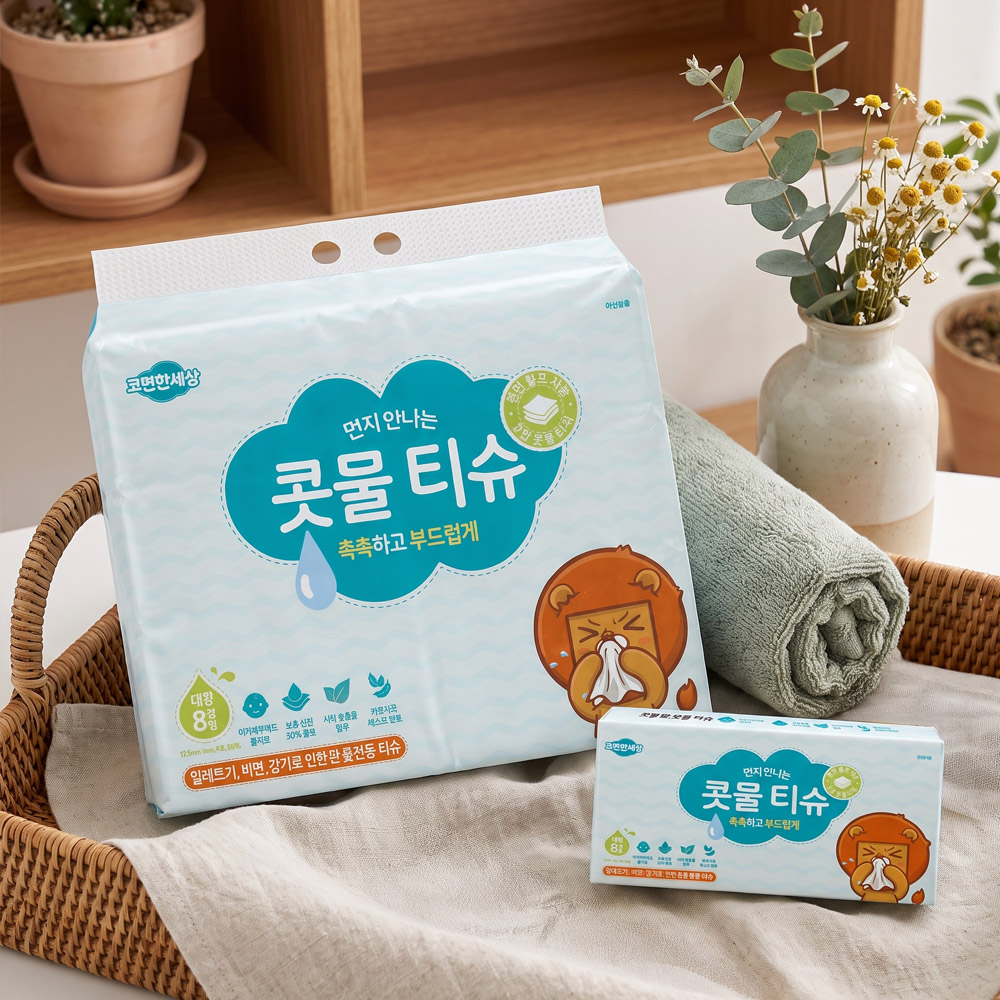 코편한세상 먼지없는 콧물 티슈 가정용 대형 각티슈 200매, 8개 - 상세 이미지 2