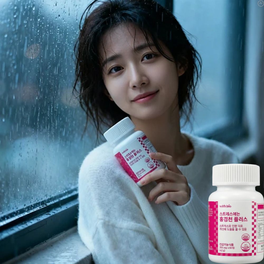 스트레스호르몬코르티솔 홍경천추출물 로사빈 l트립토판 테아닌효능효과 약2월 - 상품 이미지