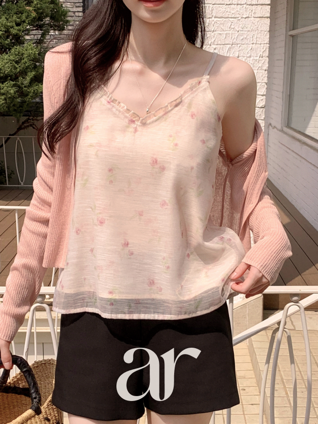 끈조절 밴딩 플라워 나시 블라우스 bs8830 - 상세 이미지 2