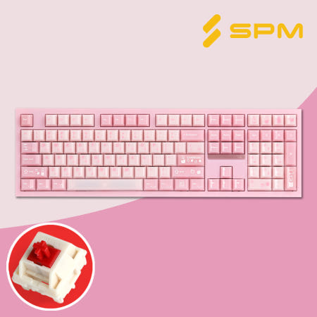 SPM 몽돌 키보드 PL108W 풀배열 딸기우유, 선셋축, 45g