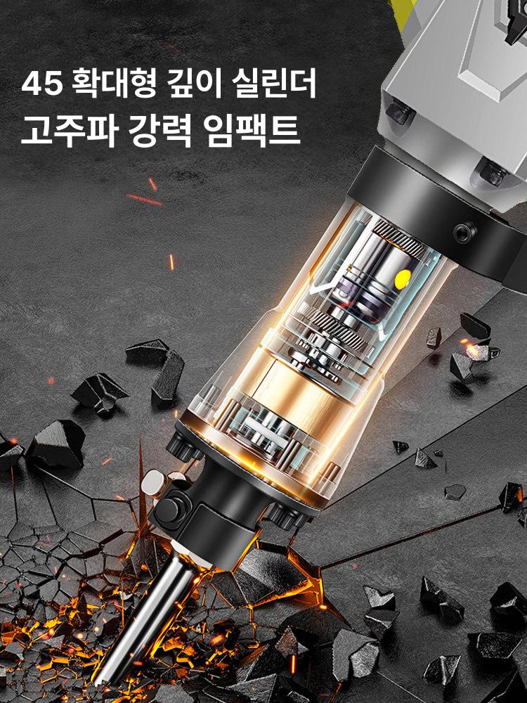 고출력 전기 해머 드릴 콘크리트 벽 철거 산업용 파괴함마 S1900 플래그십 카본 브러시 모니터링 + 충격 흡수 포함 파괴 분해 왕 + 1개 - 상세 이미지 2