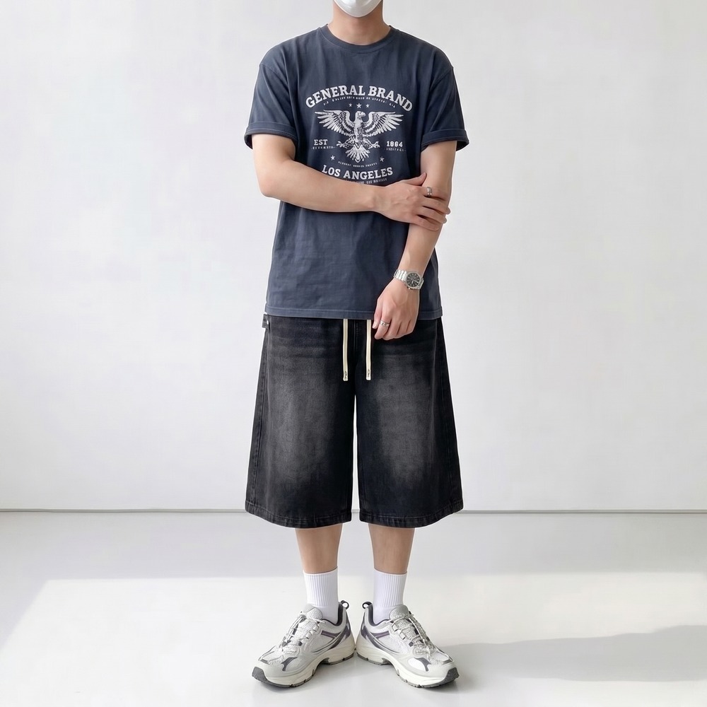 남성청반바지 연청바지 쿨데님 아이스데님 - 상세 이미지 3