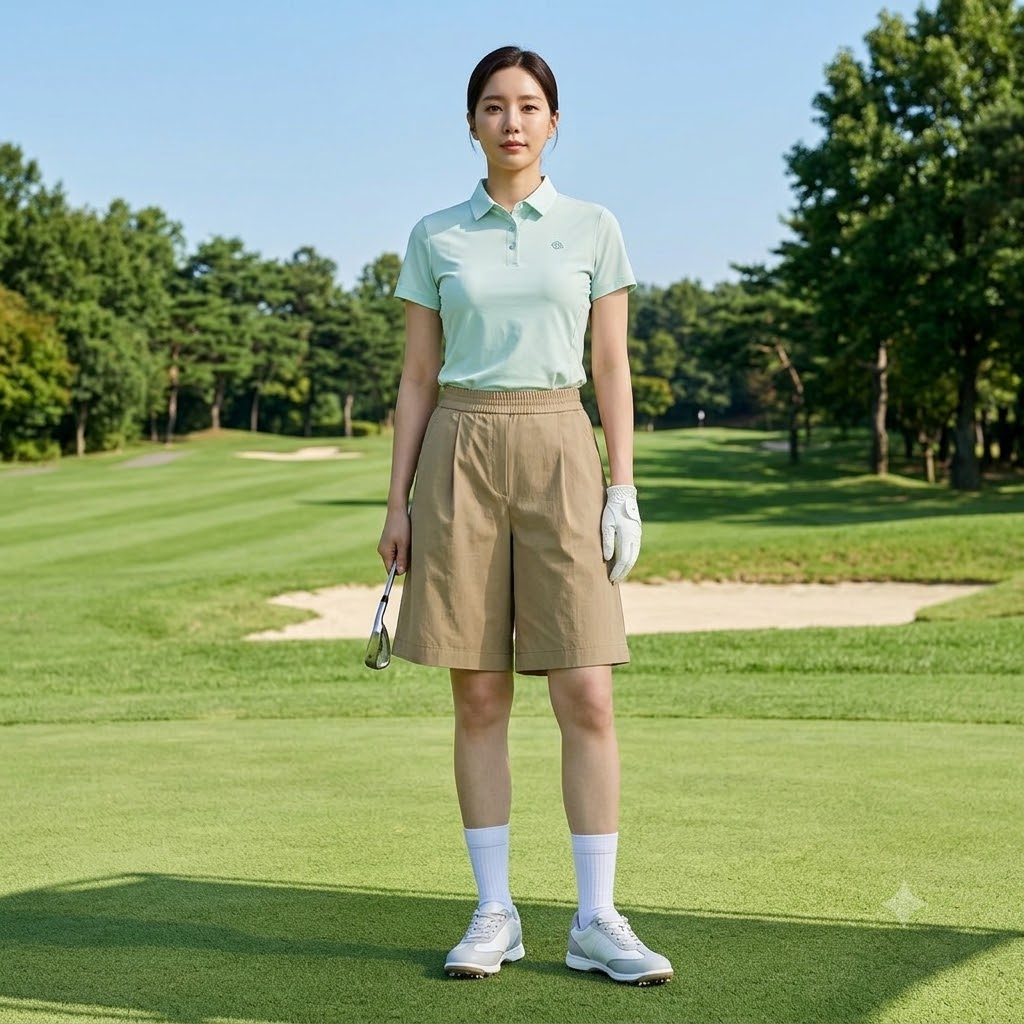 FANTOM 팬텀 여성 여름 골프웨어 스판 냉감 와이드핏 허리밴딩 골프 반바지 - 상품 이미지