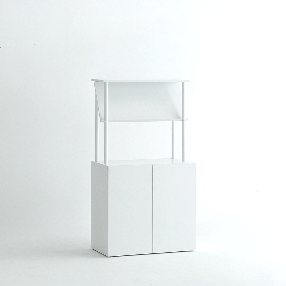 모노 매거진랙수납장 다용도수납장 800mm, 2단, 화이트 - 상품 이미지