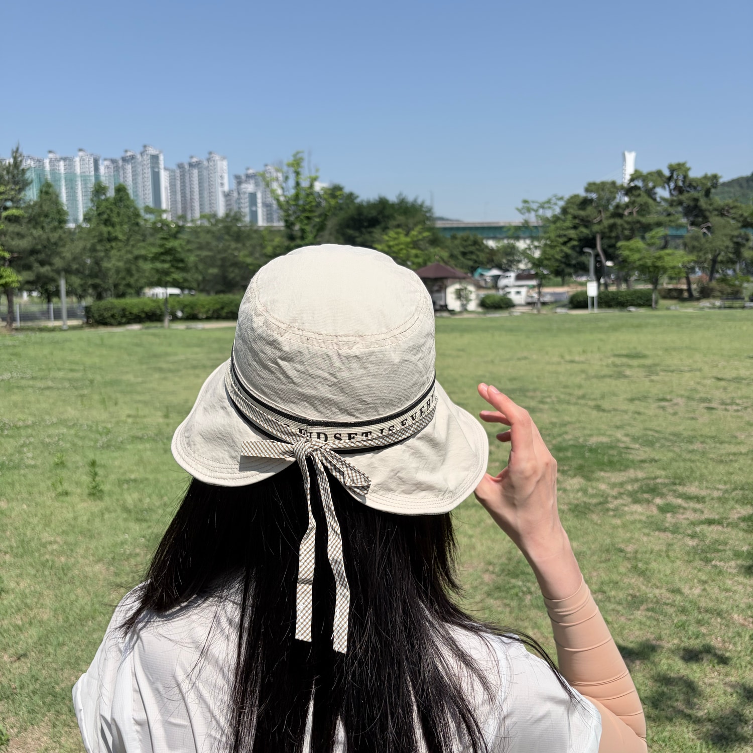 여성 골프 모자 여름 리본 버킷햇 벙거지모자 썬캡 햇빛가리개 이미지 6