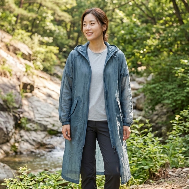 블랙야크 여성 여름 롱기장 메쉬 아우터 바람막이 롱자켓 - 상세 이미지 2