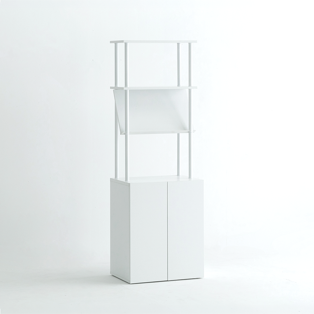 모노 매거진랙수납장 다용도수납장 600mm, 3단, 화이트 - 상품 이미지