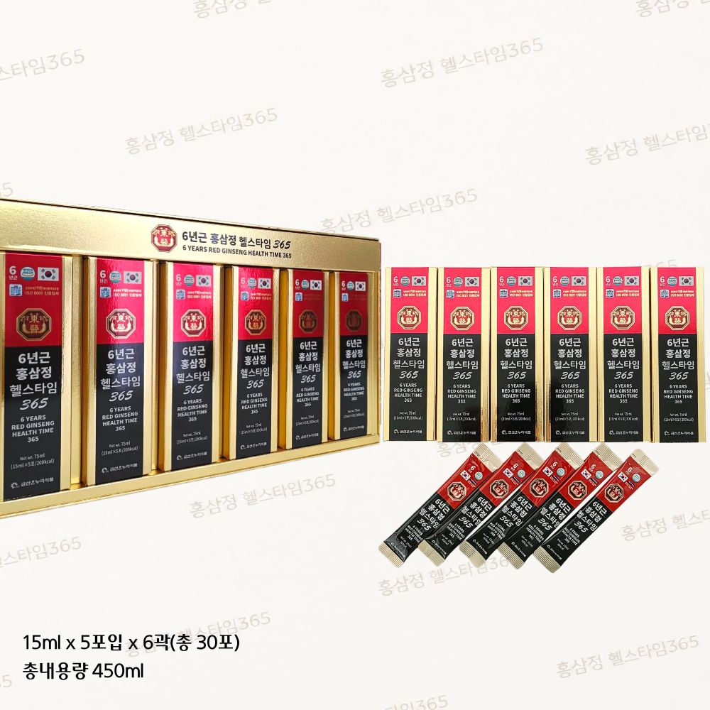[선물세트] 6년근 고려홍삼정 헬스타임365 진세노사이드 홍삼스틱 15ml, 30포, 1개 - 상세 이미지 2