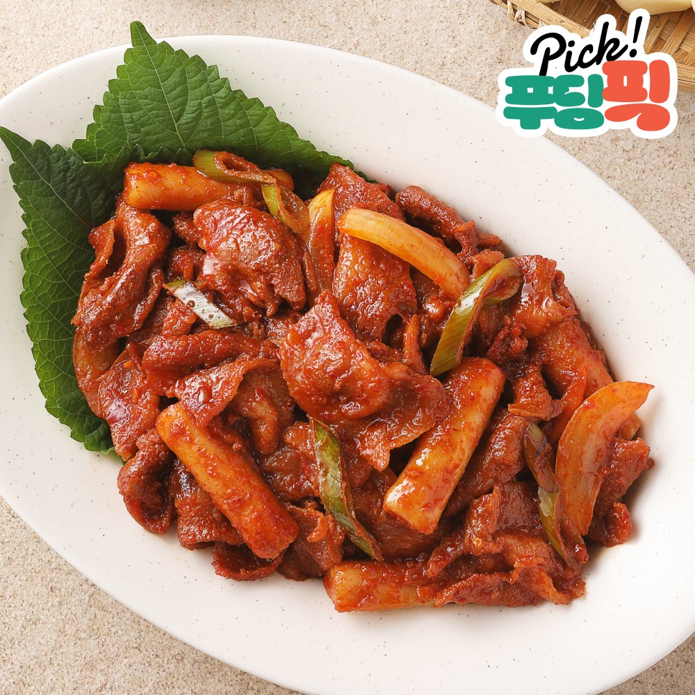 [푸딩픽] 제육볶음 310g 밀키트 (떡사리 특제소스 포함) 돼지불고기 간편식 안주 반찬 - 상품 이미지