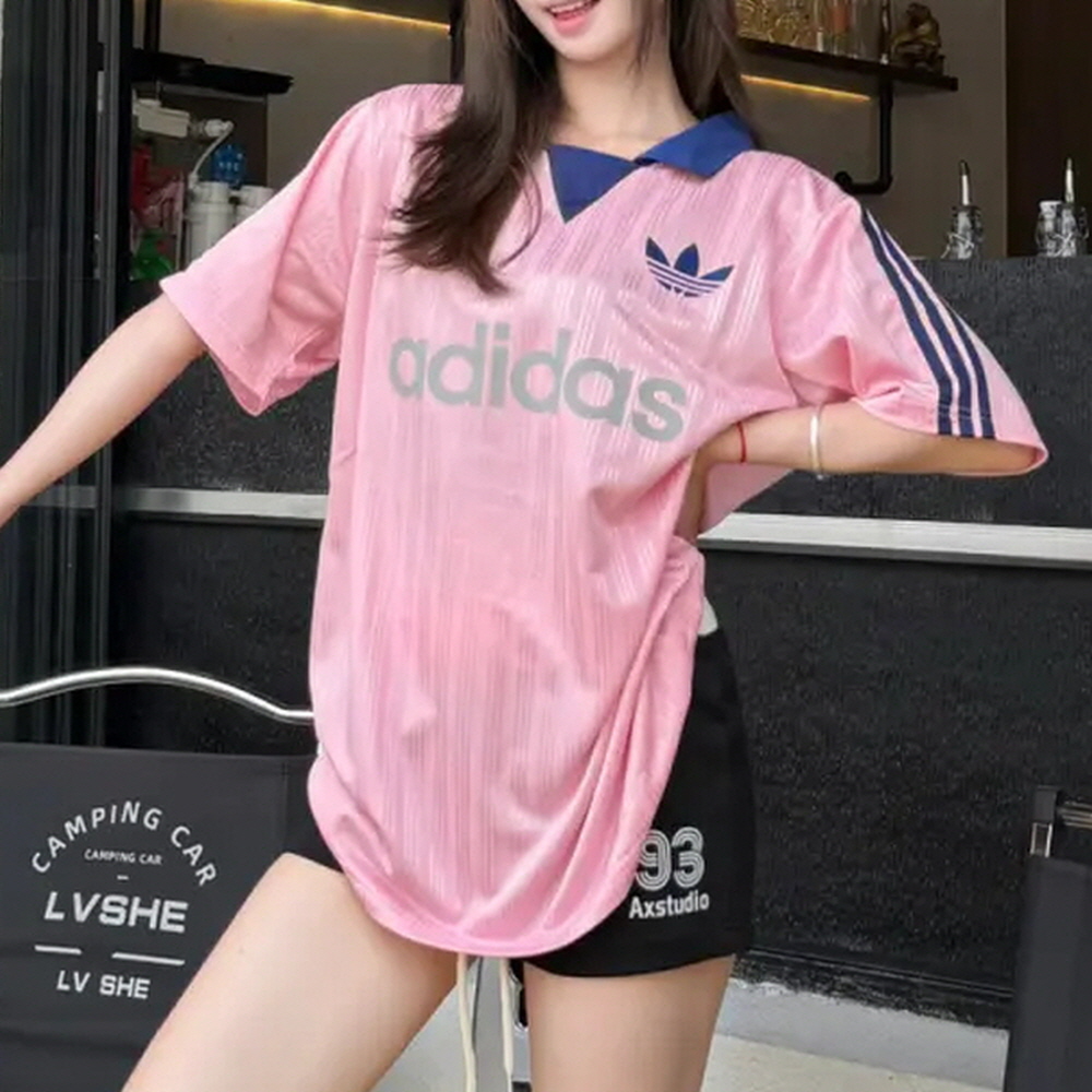 아디다스 칼라드 골리 탑 카라 반팔 티셔츠 핑크 JX8982 이미지 6