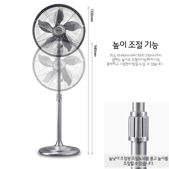 메탈 스탠드선풍기 40cm 카페 클레식 인테리어 메탈팬 키높이선풍기 이미지 6