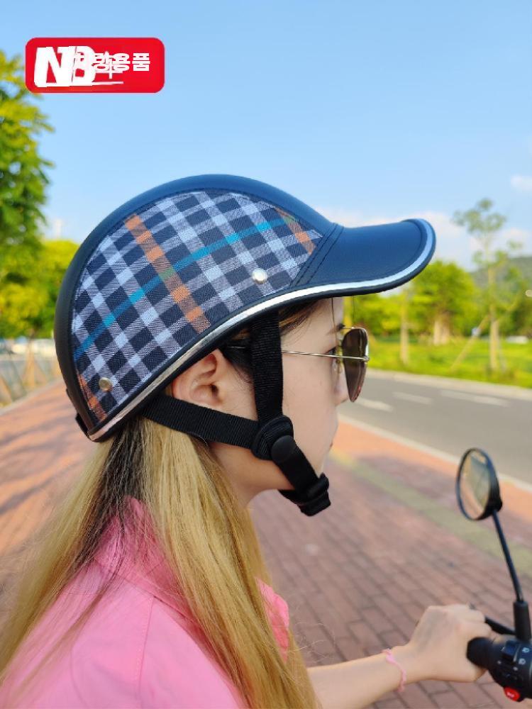 헬멧 캡형 자전거헬멧 오토바이 자전거 야구모자 블랙 체크 - 상세 이미지 2