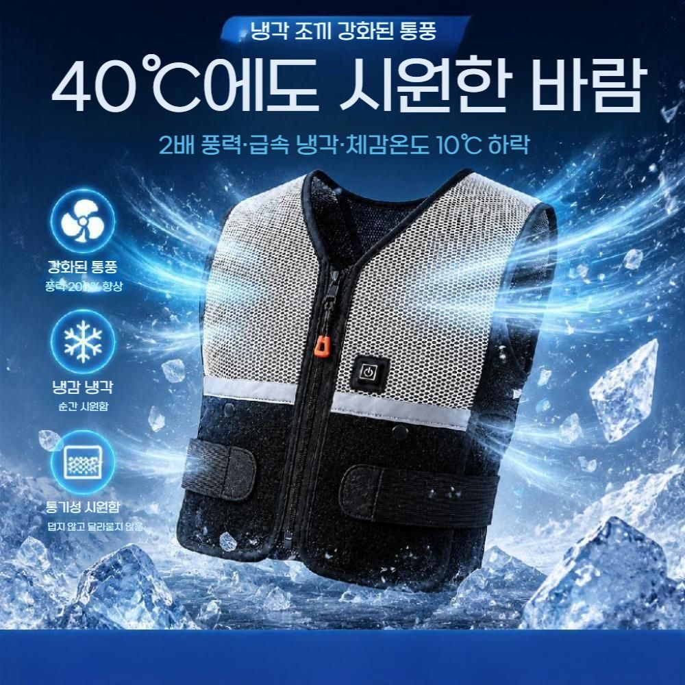 원터치 반도체 냉각 조끼 에어컨 냉각복 작업자 남녀 작업복 용접 선풍기 - 상품 이미지