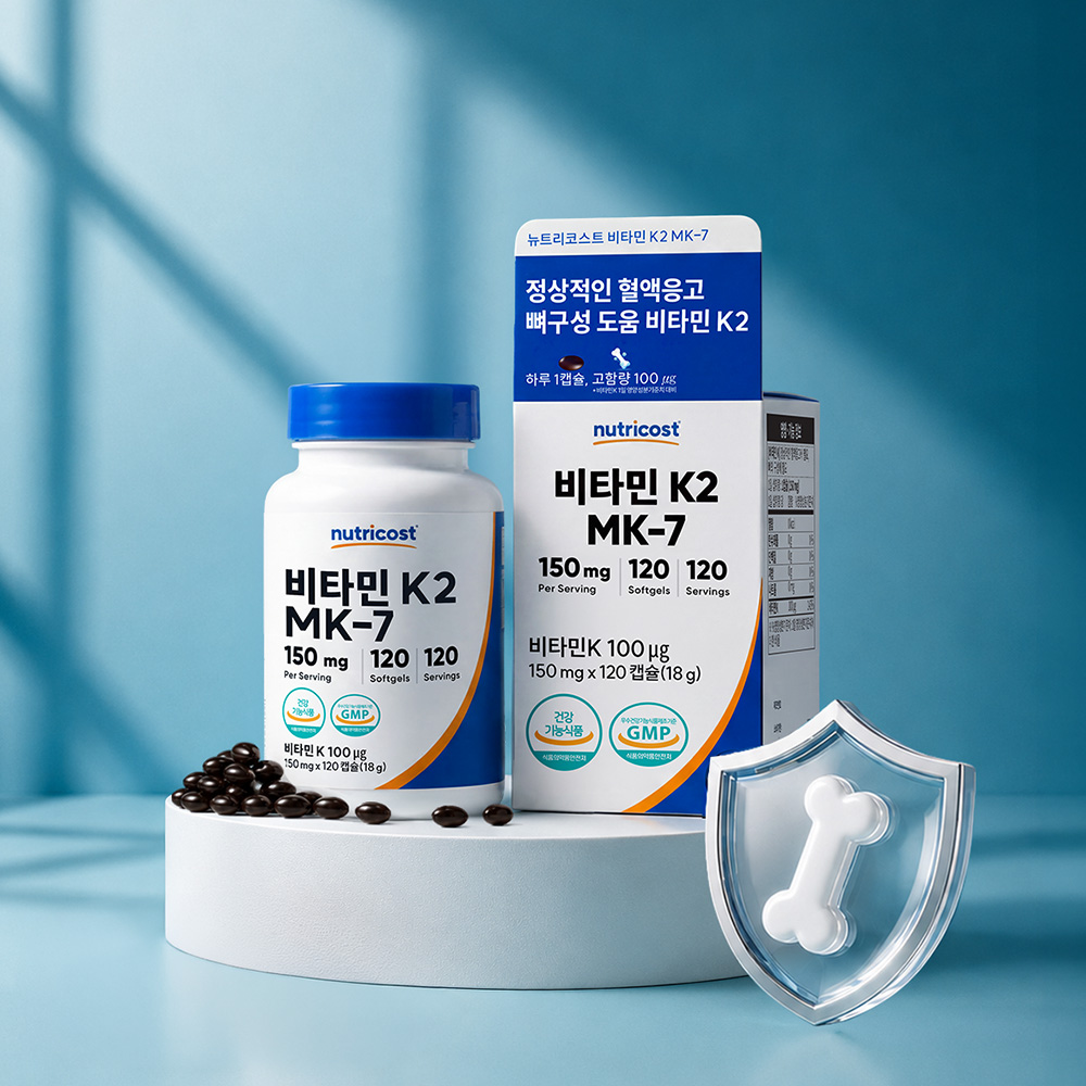 뉴트리코스트 비타민 K2 MK-7 메나퀴논 100MCG 소프트젤 120정, 120캡슐, 1개 - 상품 이미지