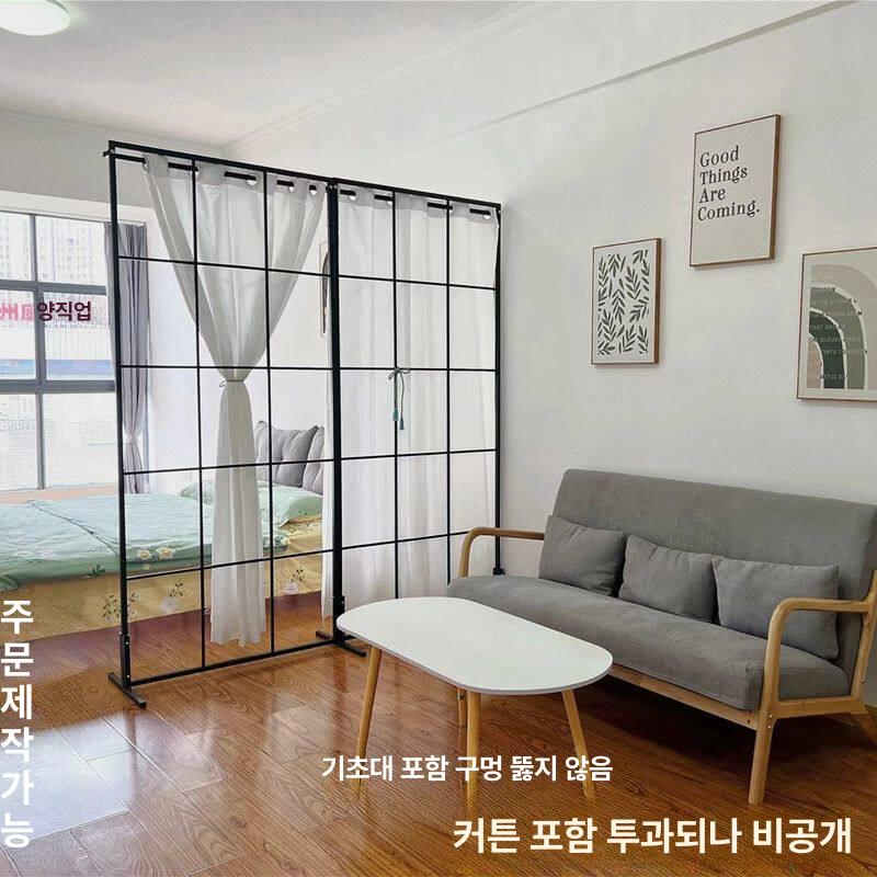 커튼 파티션 무타공 공간분리 가벽 사무실 가림막 세트 160x200cm 받침대 커튼 포함 - 상세 이미지 5