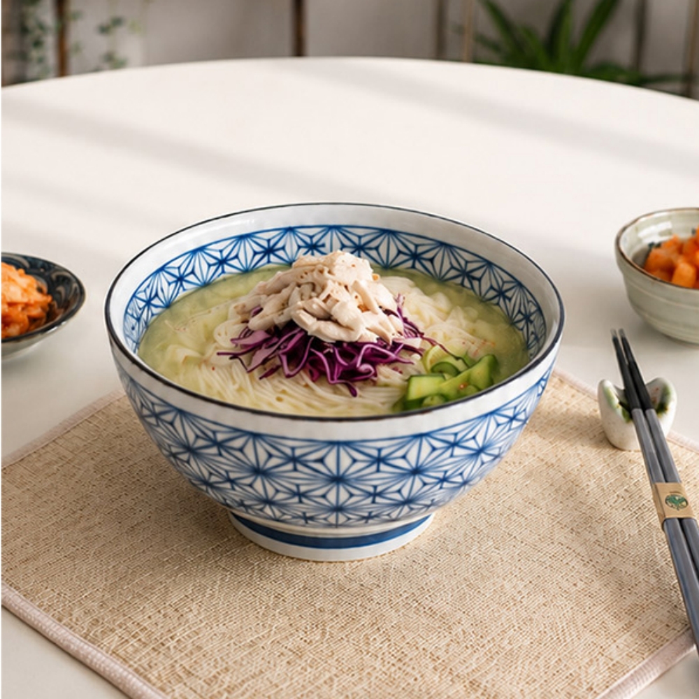 일본 면기 도자기 라면 그릇 우동 냉면 덮밥 시리얼볼 블루볼 그릇 전통무늬 이미지 7