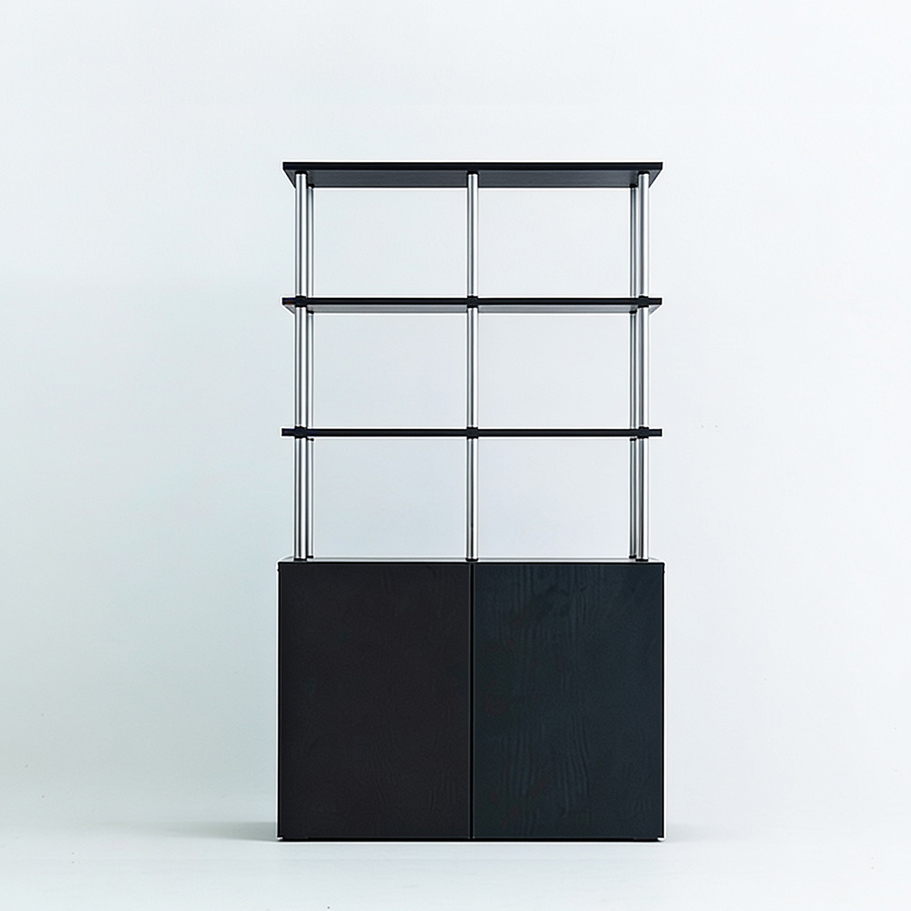 모노 모듈수납장 거실수납장 시스템선반 800mm, 3단, 블랙 - 상품 이미지