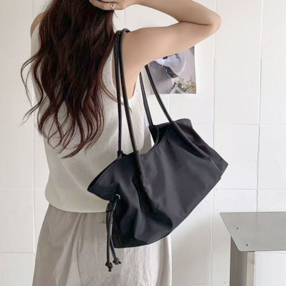 가로긴 듀얼 스트링 빅숄더백 심플 라지 큰 데일리 숄더백 가방 - 상세 이미지 3