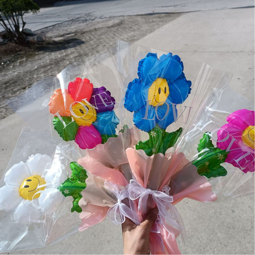 풍선 스마일 꽃다발 꽃 조화 기념일 졸업식 이벤트 파티 생일 선물 37cm - 상세 이미지 3