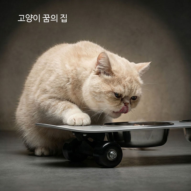스케이트보드 펫 식기 강아지 고양이 밥그릇 물그릇 304 스테인리스 더블볼 반려동물 급식기 이미지 7